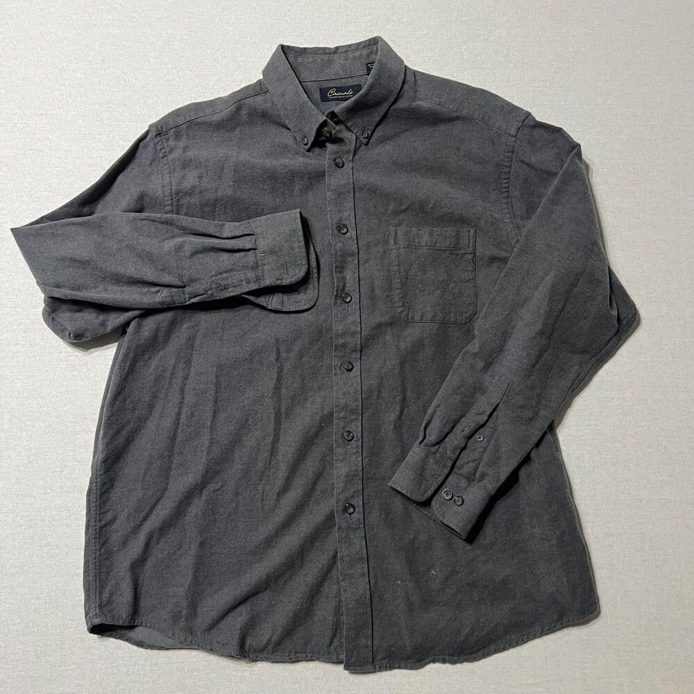Roundtree & Yorke Casuali Mens XL Gray Cotton Twill Button Down Shirt